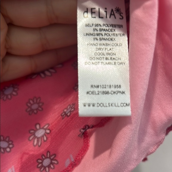 Delia‘s mesh Floral Pink Long Sleeve Crop Top large new w tags - Picture 6 of 7